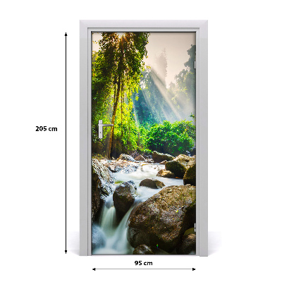 Vinilo para puerta Cascada en el bosque