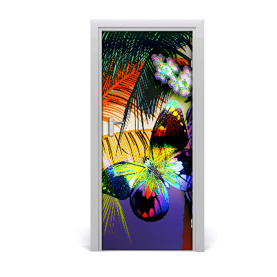 Vinilo para puerta Flores coloridas