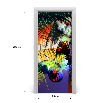 Vinilo para puerta Flores coloridas