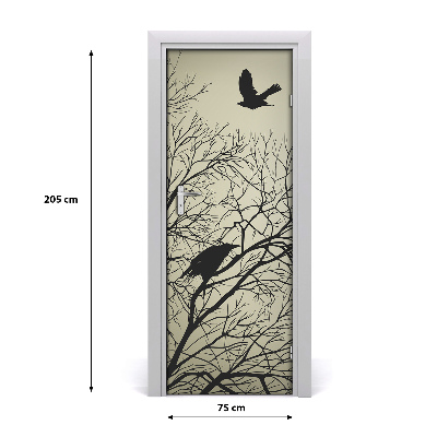 Vinilo para puerta Cornejas en el árbol