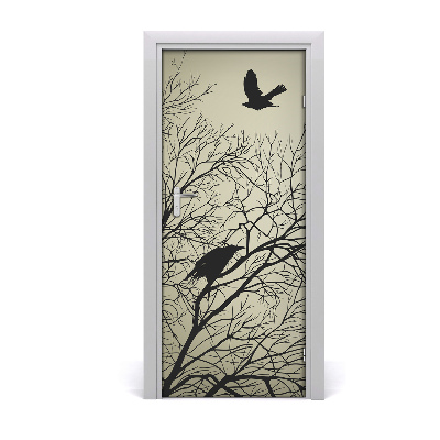 Vinilo para puerta Cornejas en el árbol