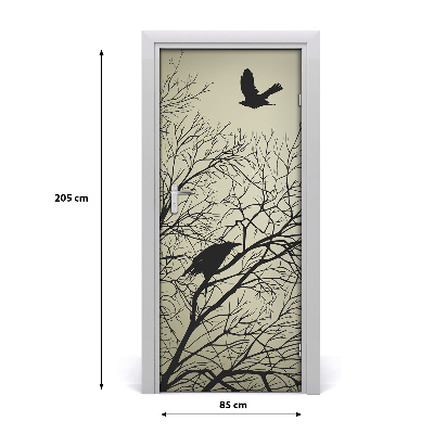 Vinilo para puerta Cornejas en el árbol
