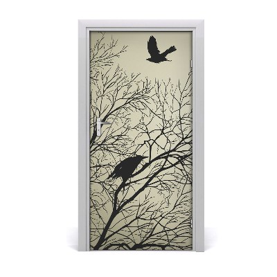 Vinilo para puerta Cornejas en el árbol