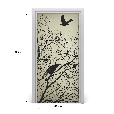Vinilo para puerta Cornejas en el árbol