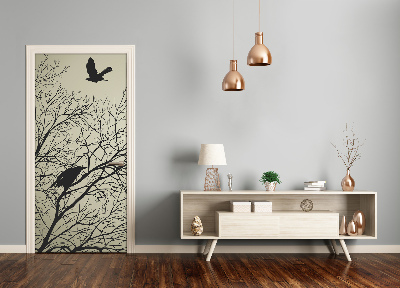 Vinilo para puerta Cornejas en el árbol