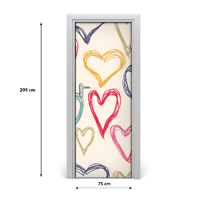 Vinilo para puerta Corazones de colores