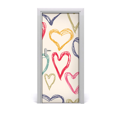 Vinilo para puerta Corazones de colores