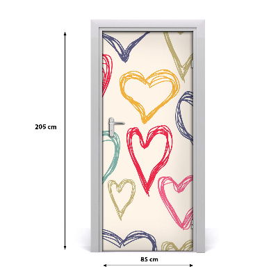 Vinilo para puerta Corazones de colores