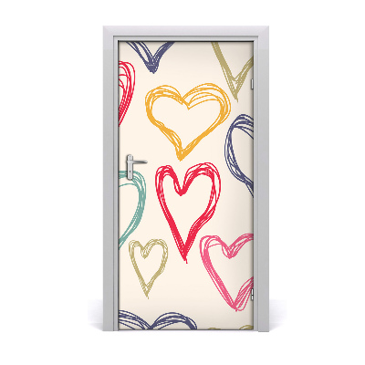 Vinilo para puerta Corazones de colores