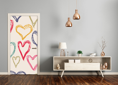 Vinilo para puerta Corazones de colores