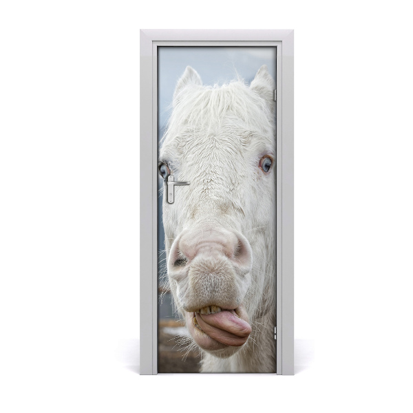 Vinilo para puerta Caballo blanco loco