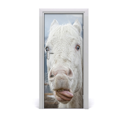 Vinilo para puerta Caballo blanco loco