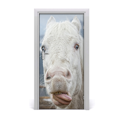 Vinilo para puerta Caballo blanco loco