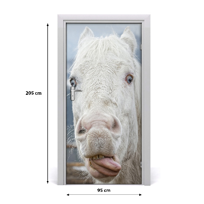 Vinilo para puerta Caballo blanco loco