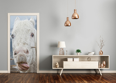 Vinilo para puerta Caballo blanco loco