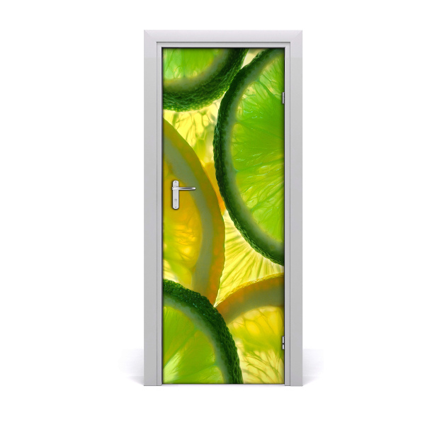 Vinilo para puerta Lima y limón