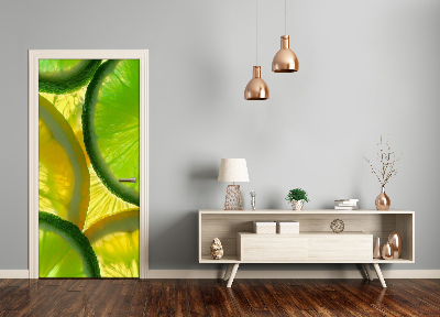 Vinilo para puerta Lima y limón