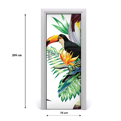 Vinilo para puerta Aves tropicales