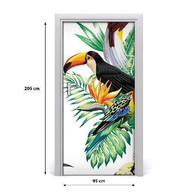 Vinilo para puerta Aves tropicales