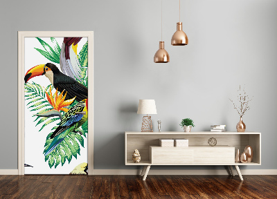 Vinilo para puerta Aves tropicales