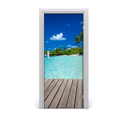 Vinilo para puerta Playa tropical