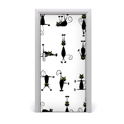 Vinilo para puerta Pared gatos