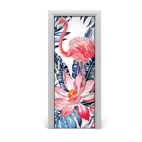 Lámina adhesiva de puerta Flores hawaianas