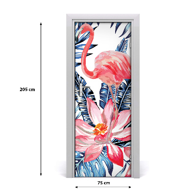 Lámina adhesiva de puerta Flores hawaianas