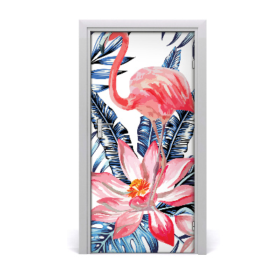 Lámina adhesiva de puerta Flores hawaianas