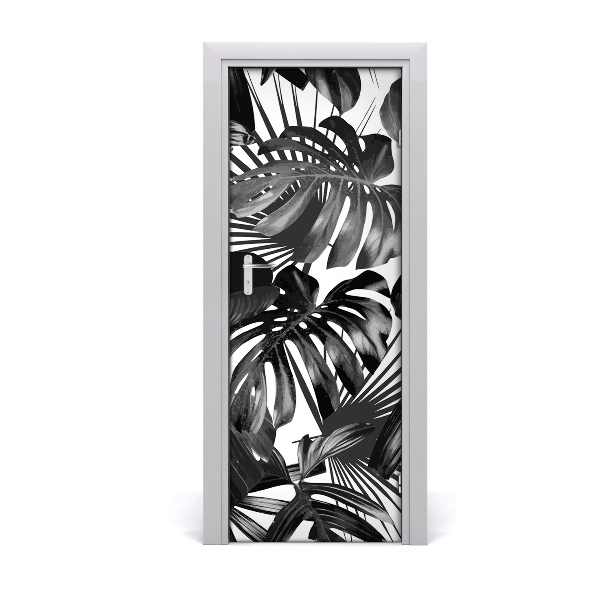 Lámina adhesiva de puerta Hojas tropicales