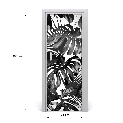 Lámina adhesiva de puerta Hojas tropicales
