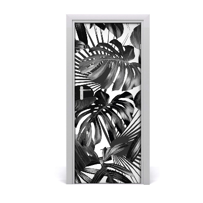 Lámina adhesiva de puerta Hojas tropicales