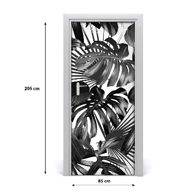 Lámina adhesiva de puerta Hojas tropicales