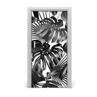 Lámina adhesiva de puerta Hojas tropicales