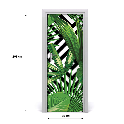 Lámina adhesiva de puerta Hojas tropicales