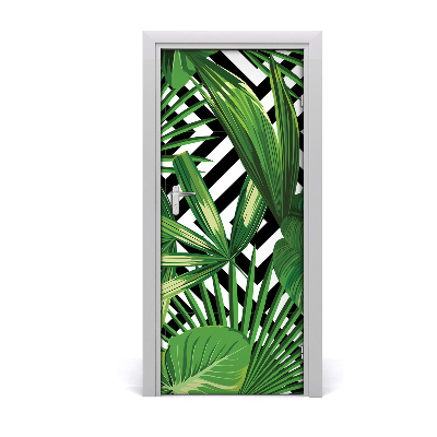 Lámina adhesiva de puerta Hojas tropicales