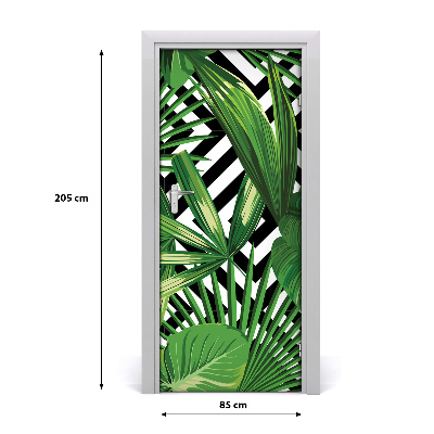 Lámina adhesiva de puerta Hojas tropicales