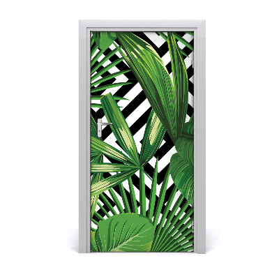 Lámina adhesiva de puerta Hojas tropicales