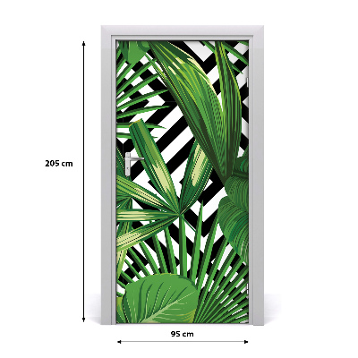 Lámina adhesiva de puerta Hojas tropicales