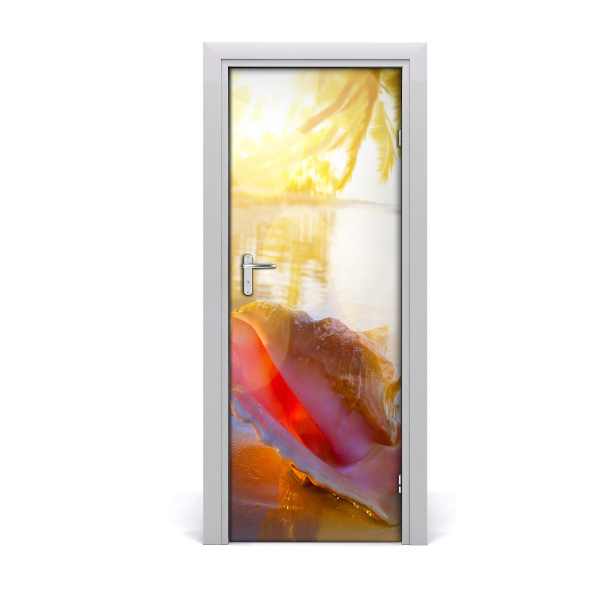 Vinilo para puerta Conchas en la playa