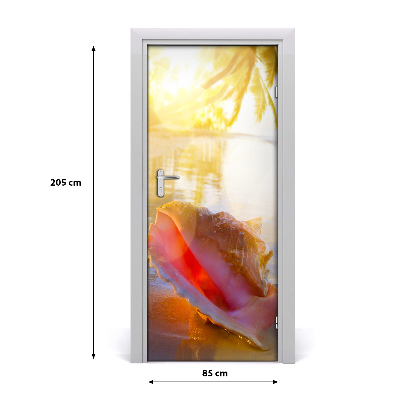 Vinilo para puerta Conchas en la playa