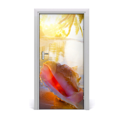 Vinilo para puerta Conchas en la playa