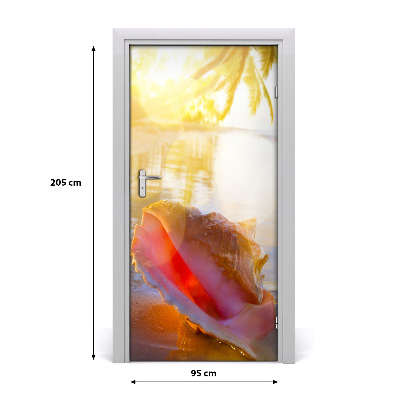 Vinilo para puerta Conchas en la playa