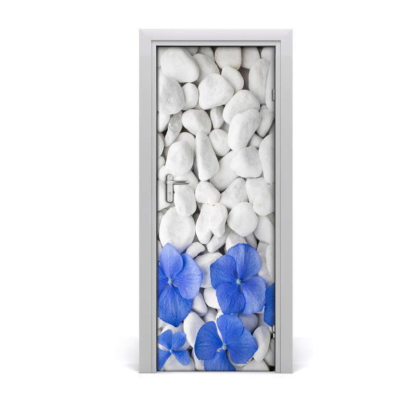 Vinilo para puerta Hortensia piedras
