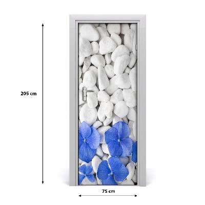 Vinilo para puerta Hortensia piedras