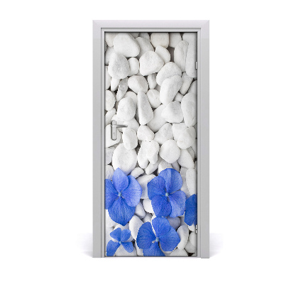 Vinilo para puerta Hortensia piedras