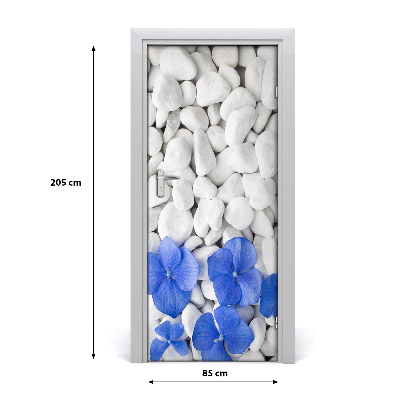 Vinilo para puerta Hortensia piedras