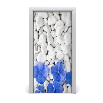 Vinilo para puerta Hortensia piedras