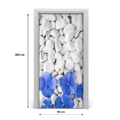 Vinilo para puerta Hortensia piedras