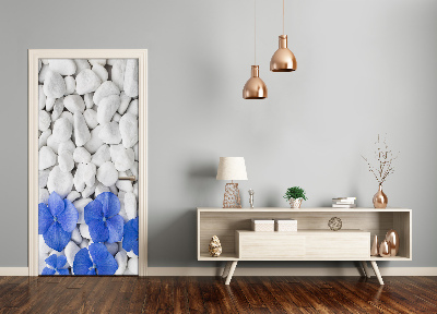 Vinilo para puerta Hortensia piedras